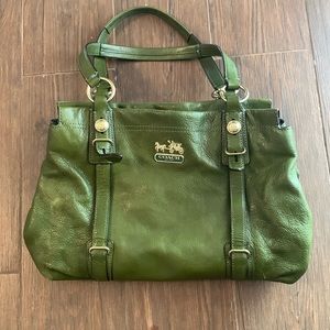 large leather green coach purse